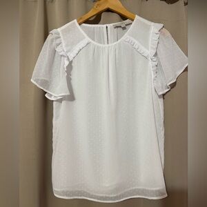 LOFT Ruffle Sleeve Dotted Blouse